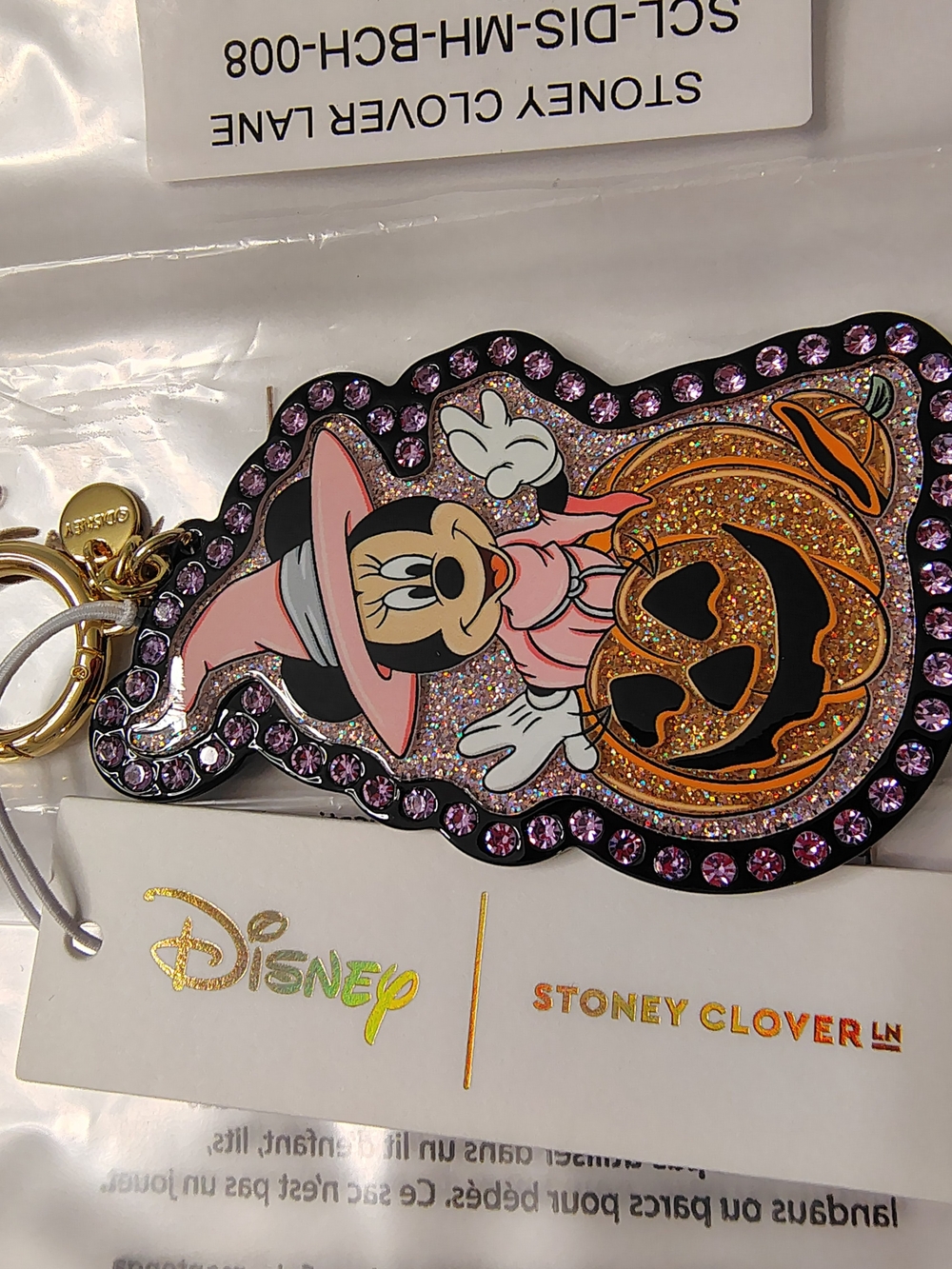 Stoney Clover Lane Minnie Mouse Halloween Keychain - Pink/Orange/Black